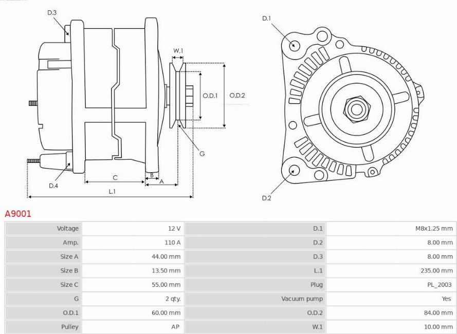 AS-PL A9001 - Ģenerators autospares.lv