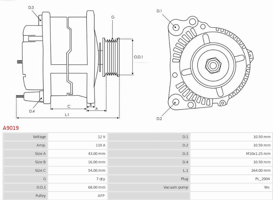 AS-PL A9019 - Генератор www.autospares.lv