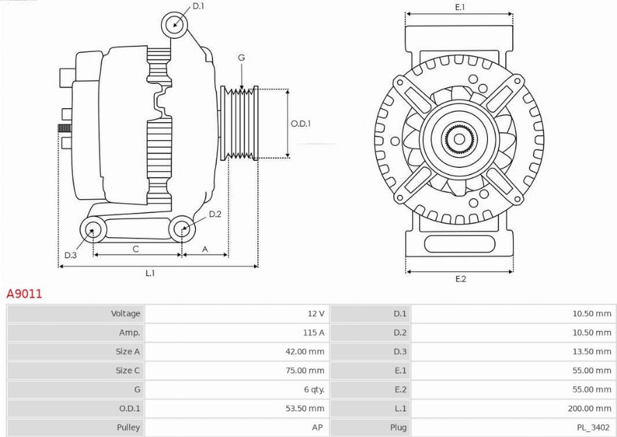 AS-PL A9011 - Генератор www.autospares.lv