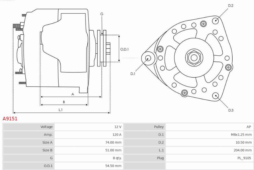 AS-PL A9151 - Ģenerators www.autospares.lv