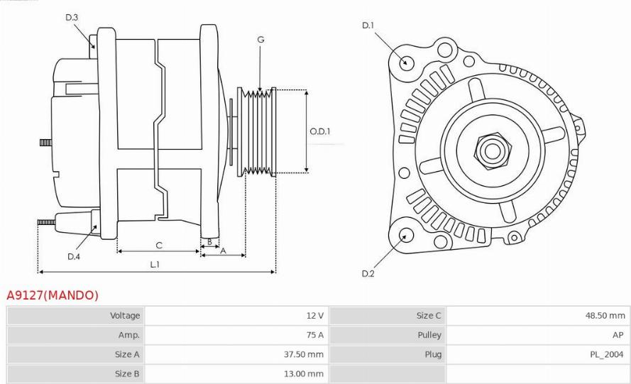 AS-PL A9127(MANDO) - Ģenerators autospares.lv