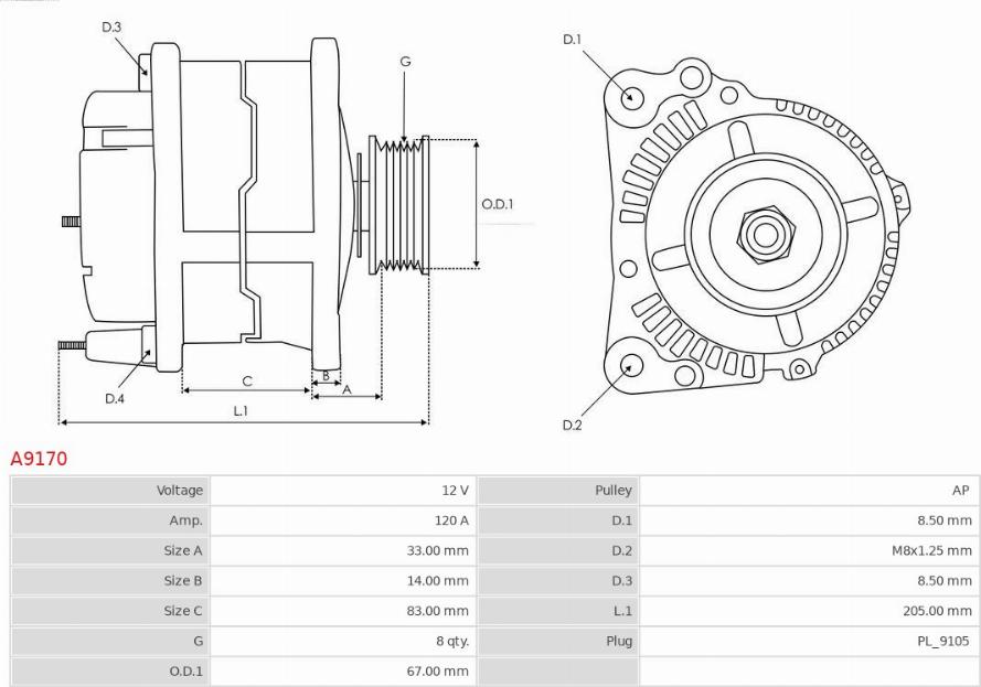 AS-PL A9170 - Ģenerators autospares.lv