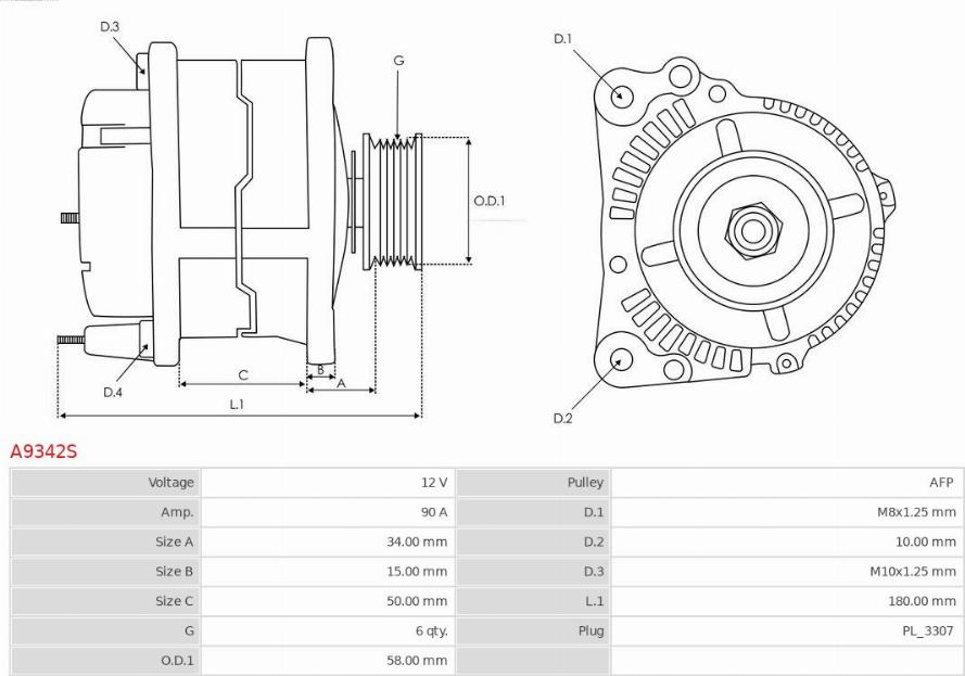 AS-PL A9342S - Alternator www.autospares.lv