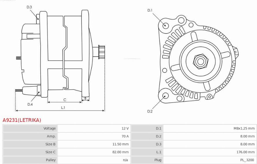 AS-PL A9231(LETRIKA) - Ģenerators www.autospares.lv