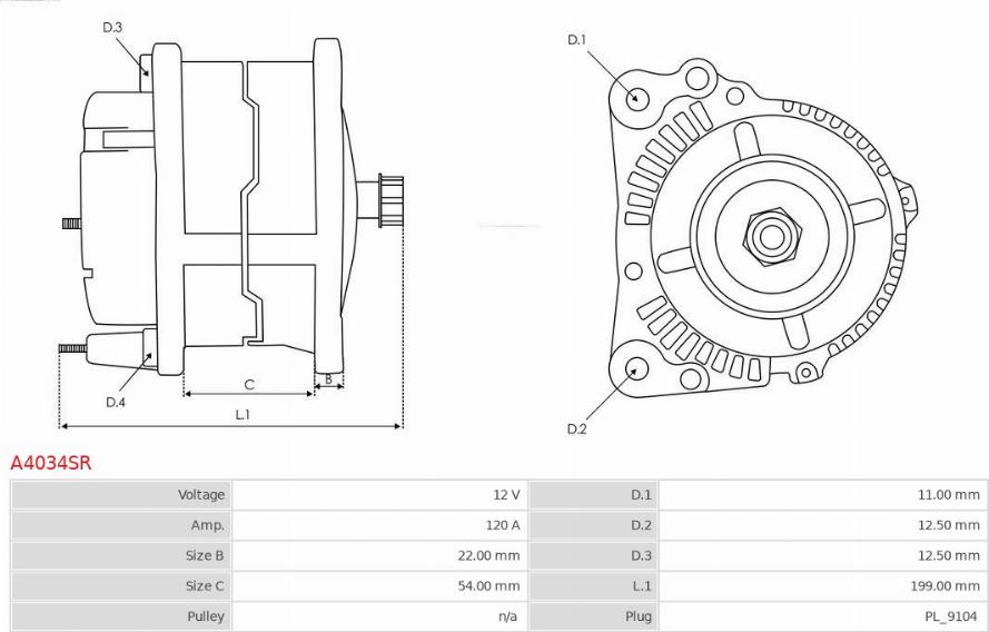 AS-PL A4034SR - Ģenerators www.autospares.lv