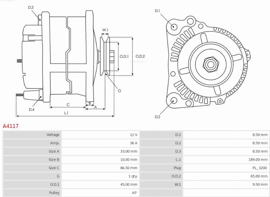 AS-PL A4117 - Ģenerators www.autospares.lv