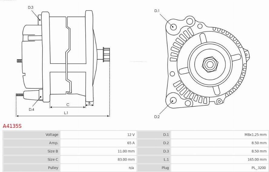 AS-PL A4135S - Ģenerators www.autospares.lv