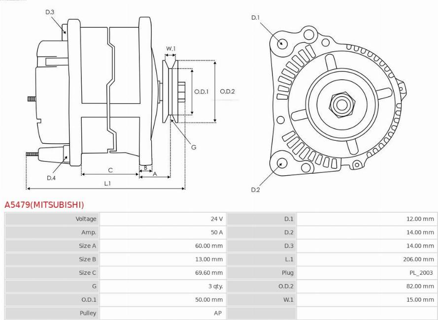 AS-PL A5479(MITSUBISHI) - Ģenerators www.autospares.lv