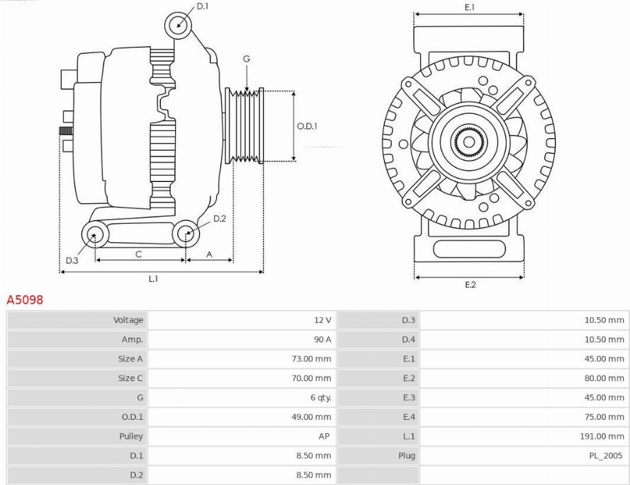 AS-PL A5098 - Ģenerators autospares.lv