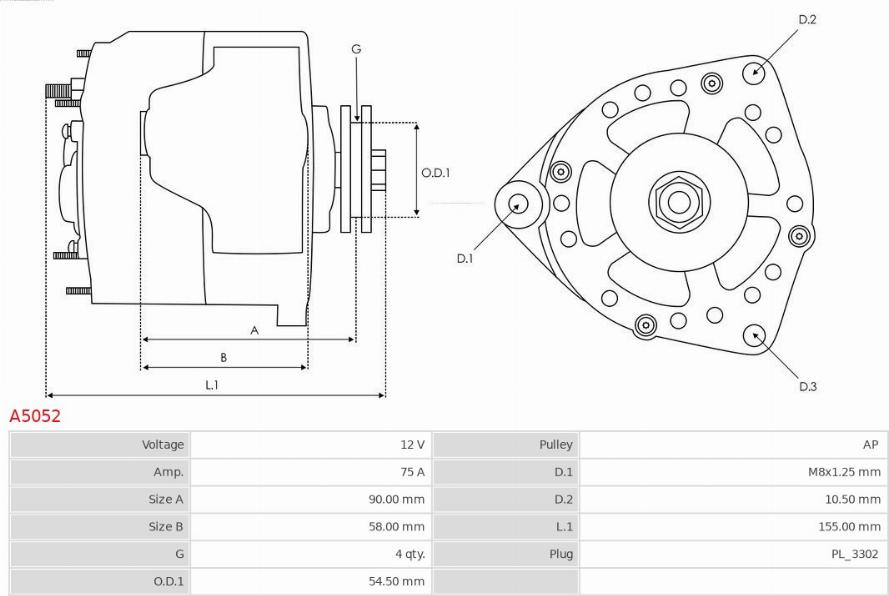 AS-PL A5052 - Ģenerators www.autospares.lv