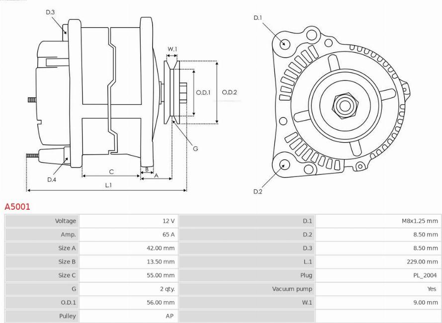 AS-PL A5001 - Alternator www.autospares.lv