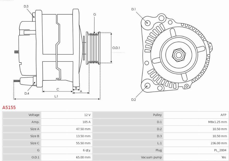 AS-PL A5155 - Ģenerators www.autospares.lv