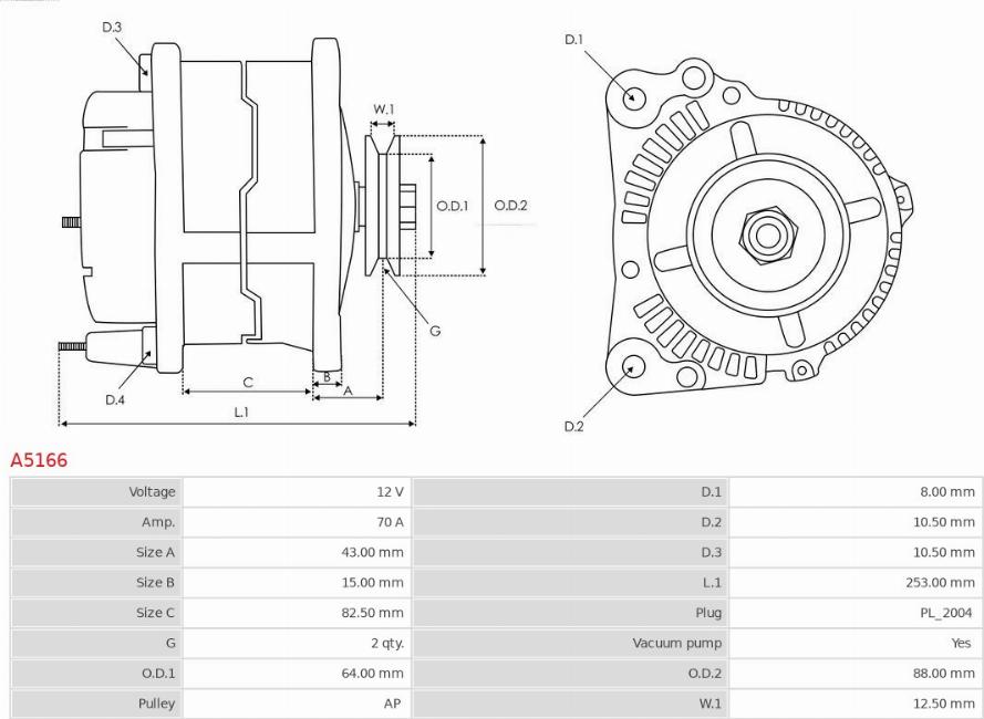 AS-PL A5166 - Ģenerators www.autospares.lv