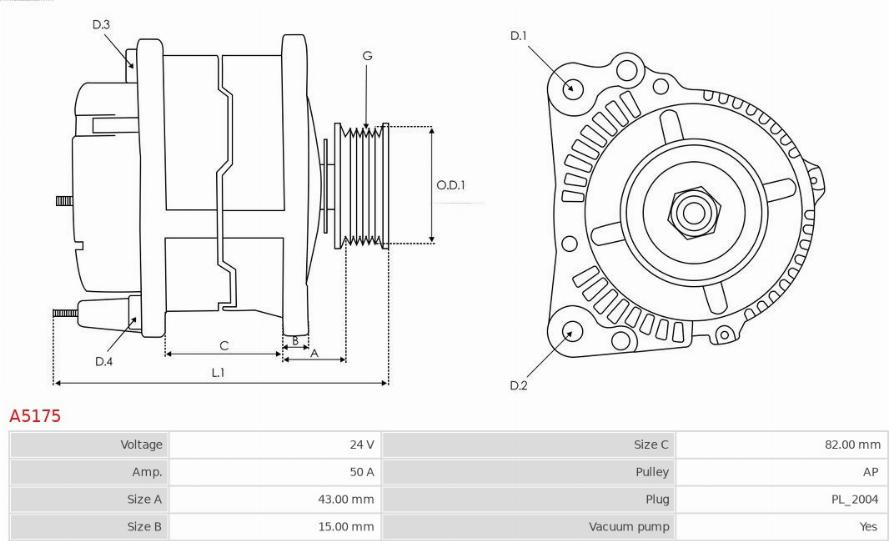 AS-PL A5175 - Ģenerators www.autospares.lv