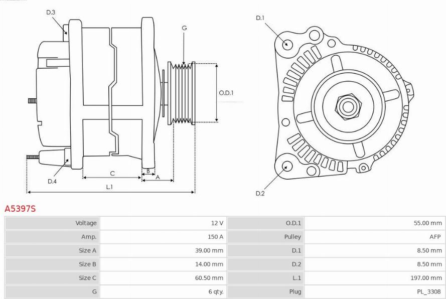 AS-PL A5397S - Ģenerators www.autospares.lv