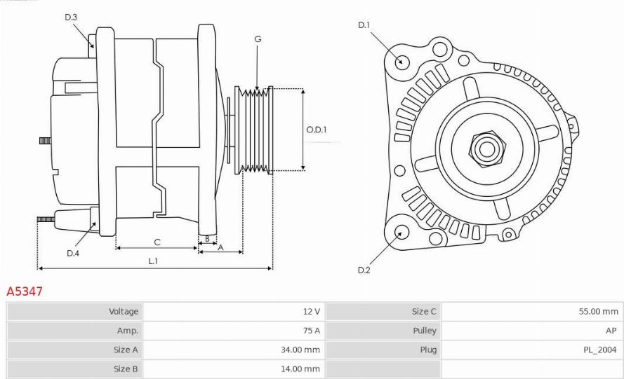 AS-PL A5347 - Ģenerators www.autospares.lv