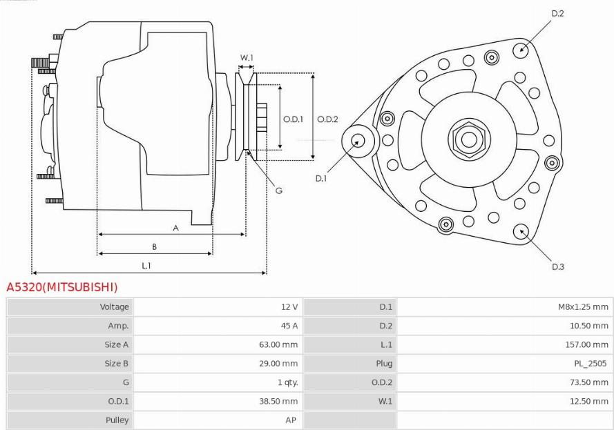 AS-PL A5320(MITSUBISHI) - Ģenerators autospares.lv