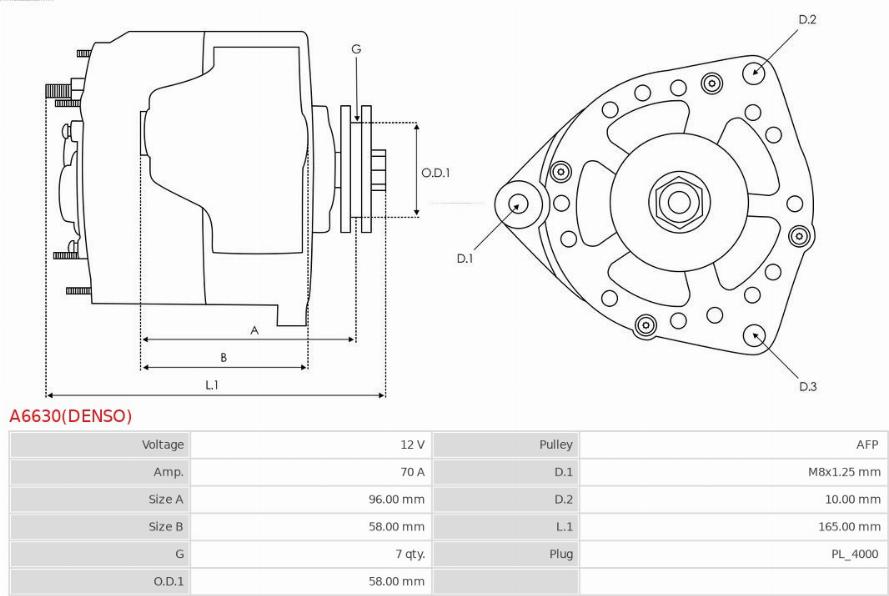 AS-PL A6630(DENSO) - Ģenerators www.autospares.lv