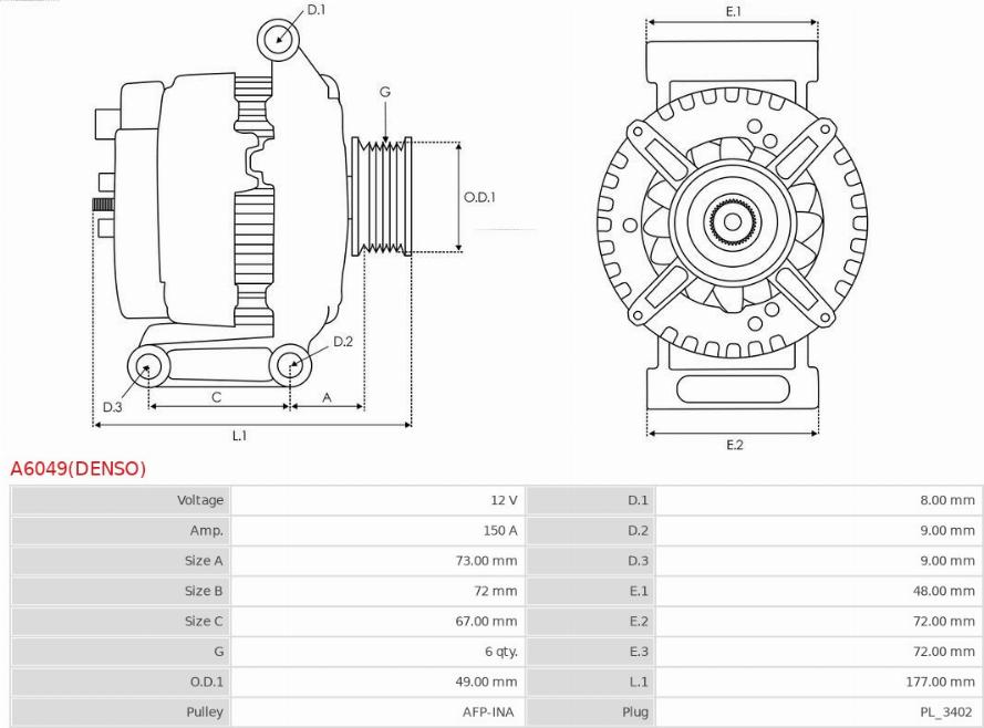 AS-PL A6049(DENSO) - Ģenerators www.autospares.lv