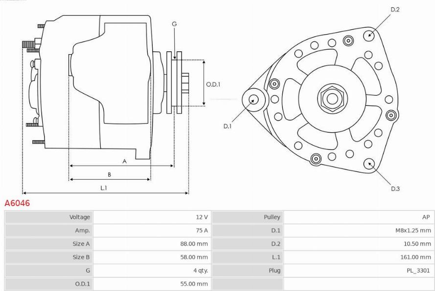 AS-PL A6046 - Ģenerators www.autospares.lv