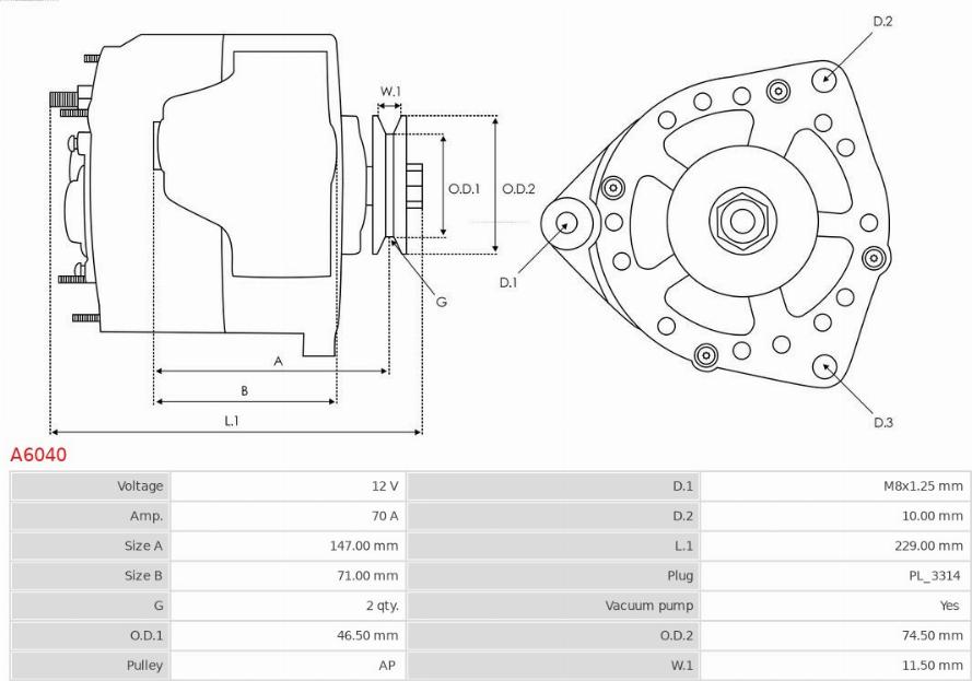 AS-PL A6040 - Ģenerators www.autospares.lv