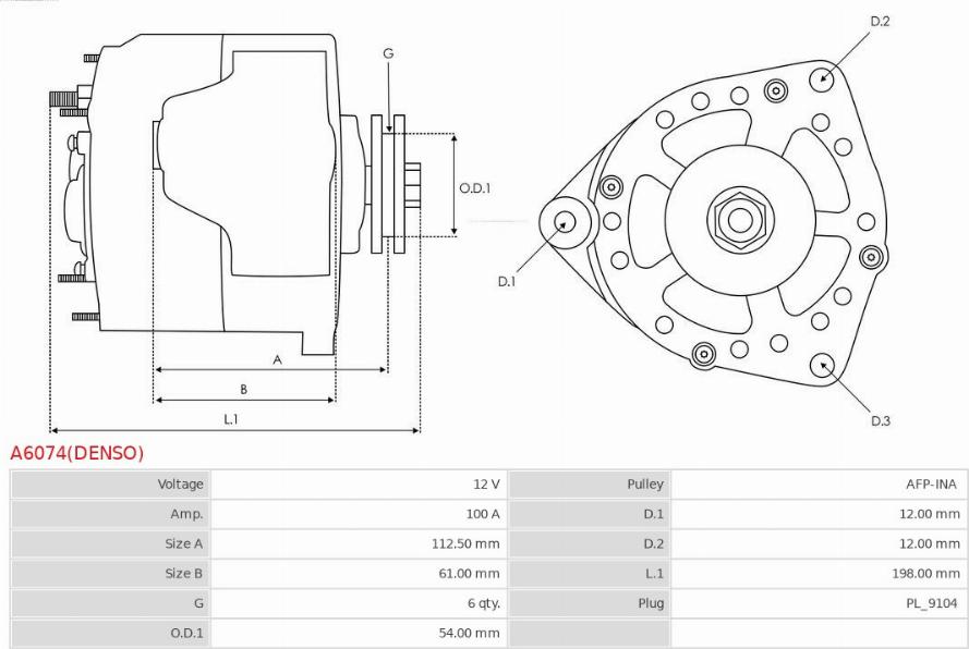 AS-PL A6074(DENSO) - Ģenerators www.autospares.lv