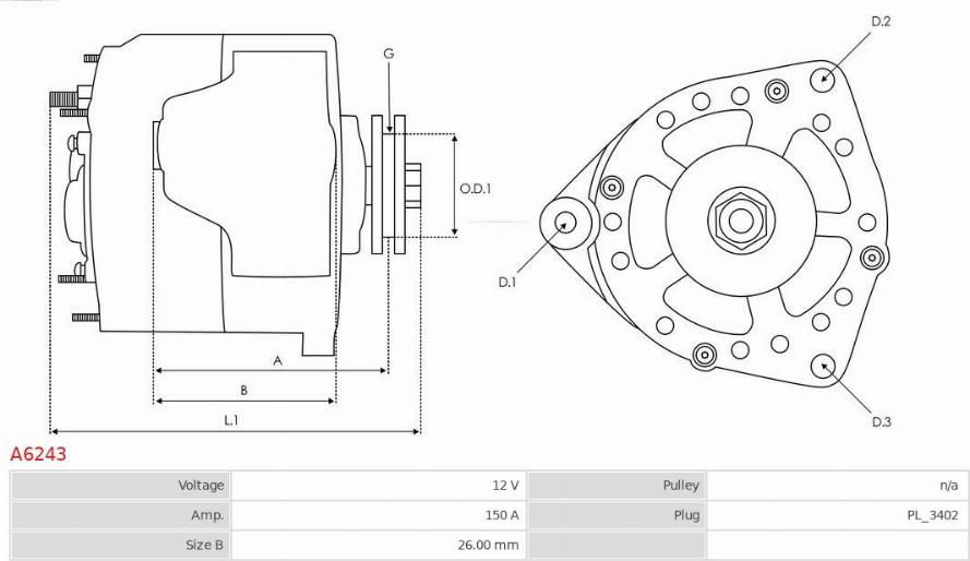 AS-PL A6243 - Ģenerators www.autospares.lv