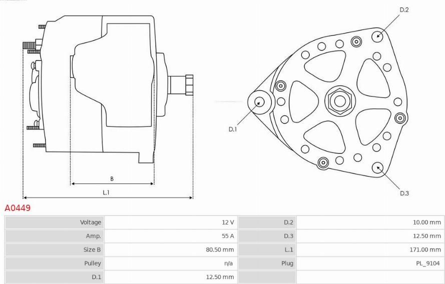 AS-PL A0449 - Ģenerators www.autospares.lv