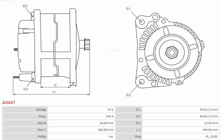 AS-PL A0447 - Ģenerators www.autospares.lv