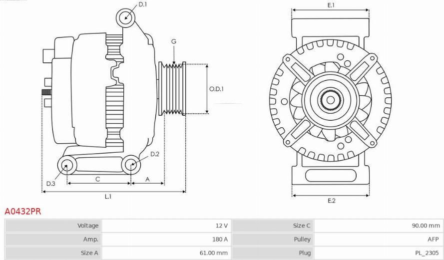 AS-PL A0432PR - Ģenerators www.autospares.lv