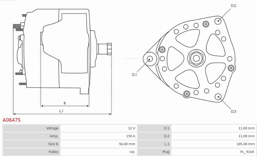 AS-PL A0647S - Ģenerators www.autospares.lv