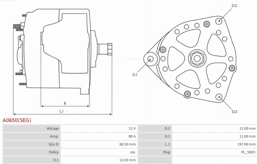 AS-PL A0650(SEG) - Ģenerators www.autospares.lv