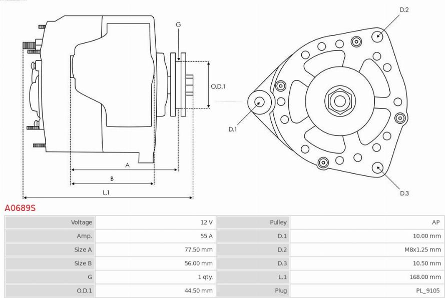 AS-PL A0689S - Ģenerators www.autospares.lv