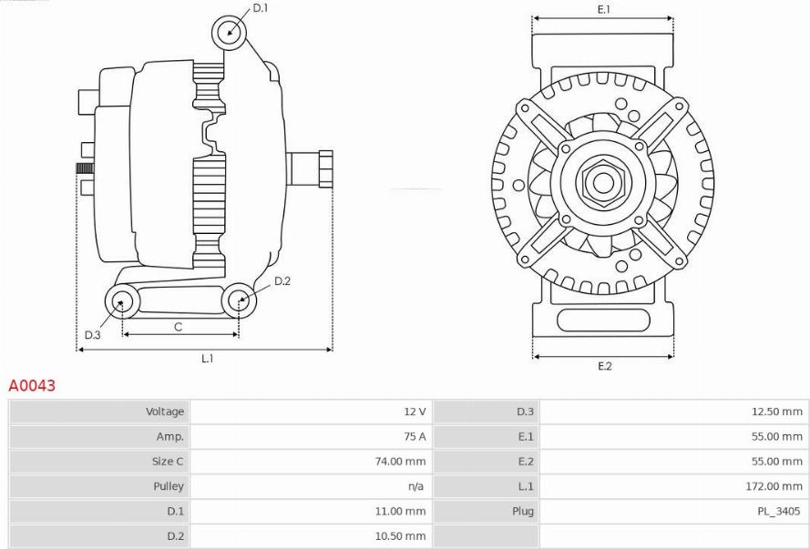 AS-PL A0043 - Alternator www.autospares.lv