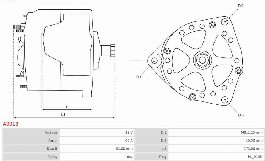 AS-PL A0018 - Ģenerators www.autospares.lv