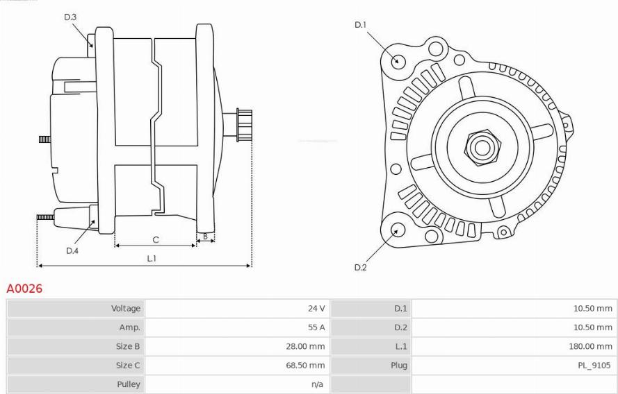 AS-PL A0026 - Ģenerators www.autospares.lv