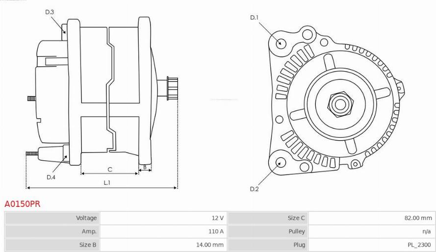 AS-PL A0150PR - Ģenerators www.autospares.lv