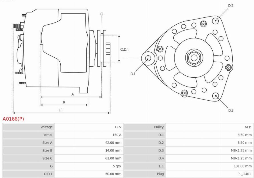 AS-PL A0166(P) - Ģenerators autospares.lv