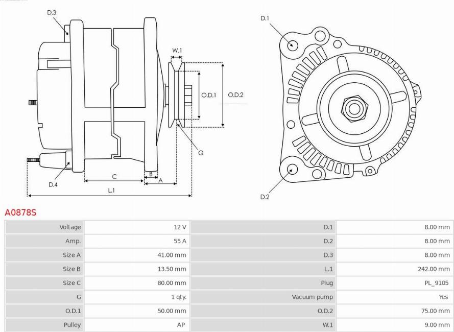 AS-PL A0878S - Ģenerators www.autospares.lv