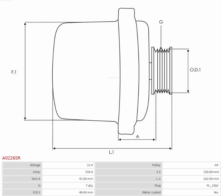 AS-PL A0226SR - Ģenerators www.autospares.lv