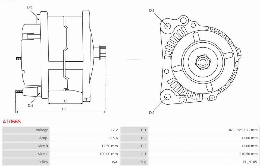 AS-PL A1066S - Ģenerators www.autospares.lv