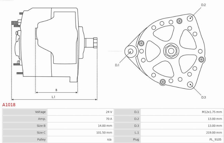 AS-PL A1018 - Генератор www.autospares.lv