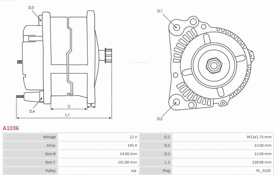 AS-PL A1036 - Ģenerators www.autospares.lv