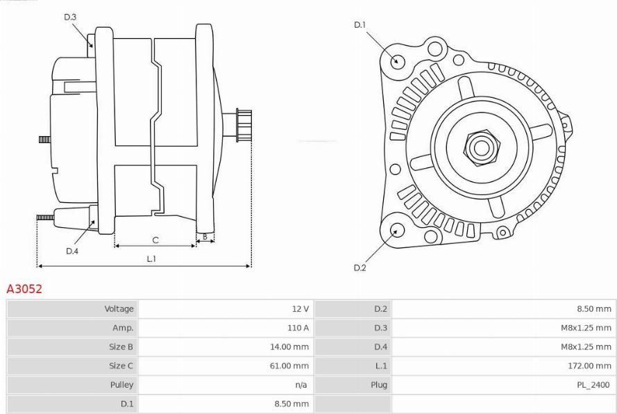 AS-PL A3052 - Ģenerators autospares.lv