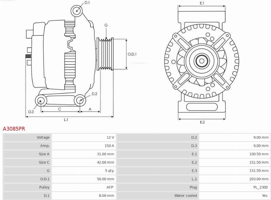 AS-PL A3085PR - Ģenerators www.autospares.lv