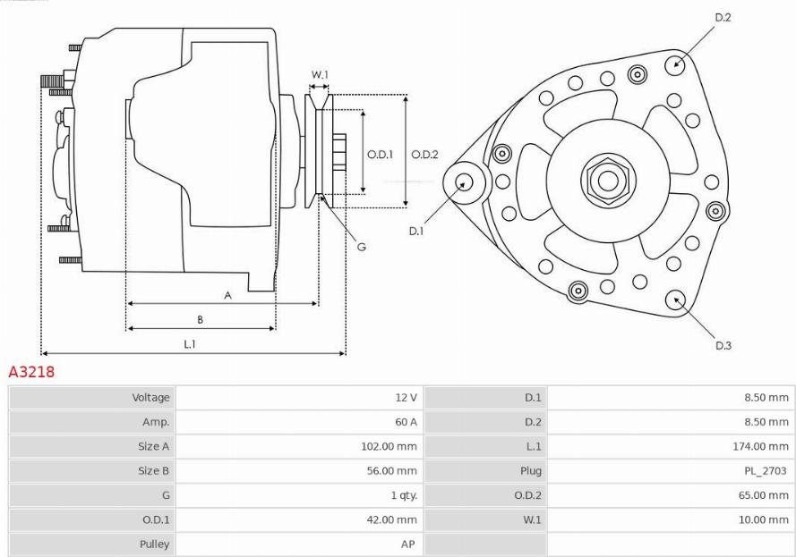 AS-PL A3218 - Ģenerators www.autospares.lv