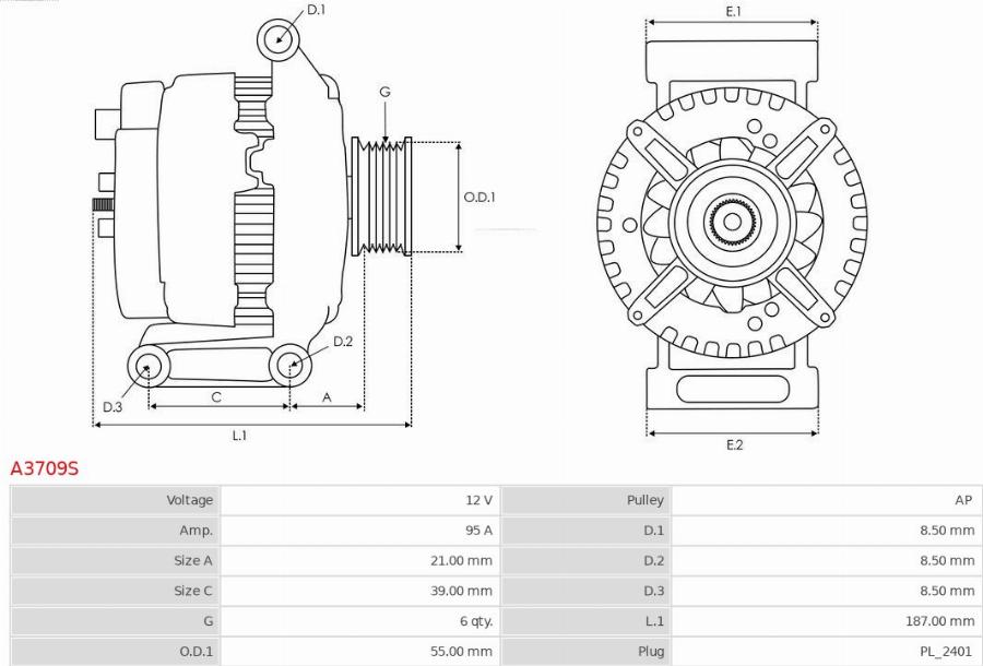 AS-PL A3709S - Ģenerators www.autospares.lv