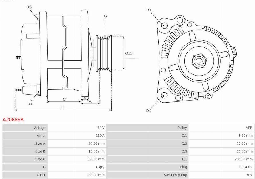 AS-PL A2066SR - Ģenerators autospares.lv