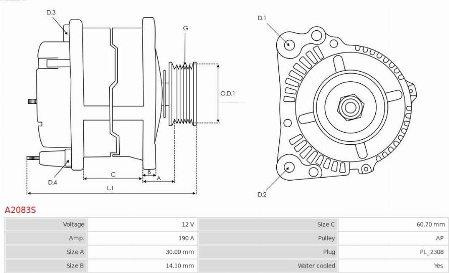 AS-PL A2083S - Ģenerators www.autospares.lv