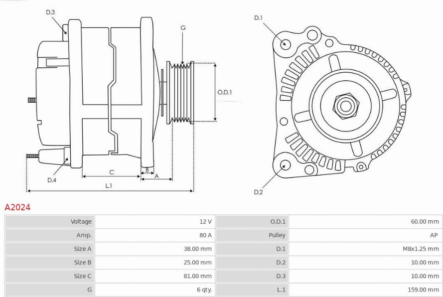 AS-PL A2024 - Генератор www.autospares.lv